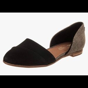 TOMS Black Suede Metallic Woven Women’s Jutti D’Orsay Flats